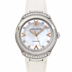 Louis Vuitton LOUIS VUITTON Q6G30 Fifty Five Women's Watch 8P Diamond White Shell Dial Back Skeleton Automatic Winding five