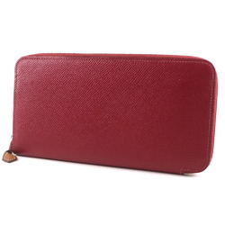 Hermes Azap Silk In Vaux Epson x Rouge Red X Unisex Long Wallet