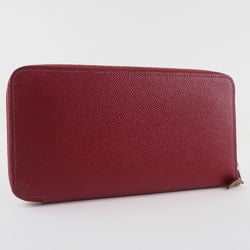 Hermes Azap Silk In Vaux Epson x Rouge Red X Unisex Long Wallet