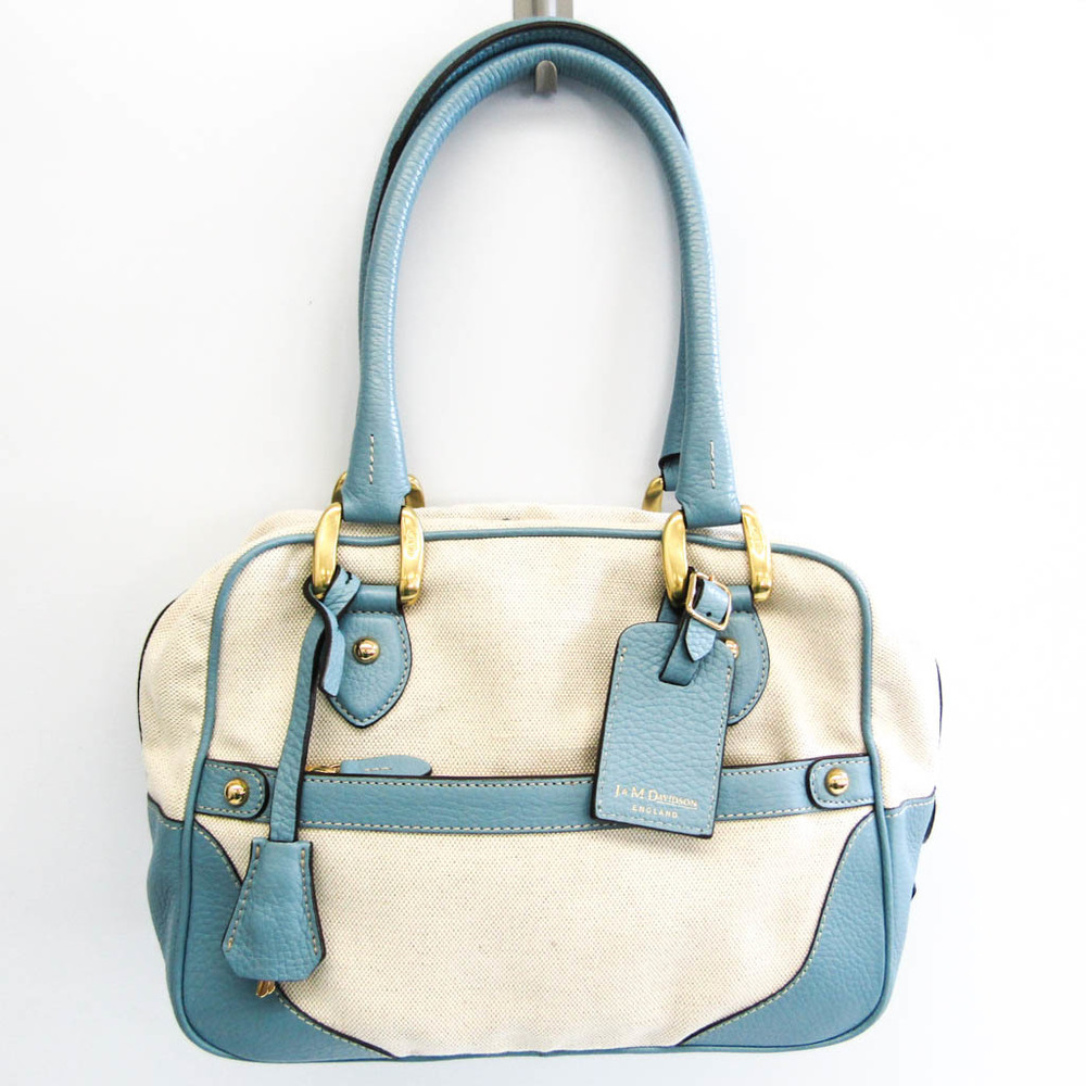 J&M Davidson MINI MIA Women,Men Leather,Canvas Handbag Beige,Blue