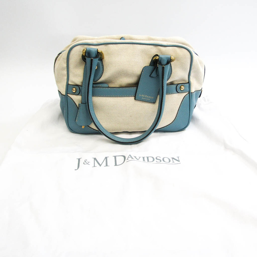 J&M Davidson MINI MIA Women,Men Leather,Canvas Handbag Beige,Blue