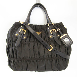 Prada TESSUTO GAUFRE BN1792 Women's Nylon Handbag,Shoulder Bag Dark Brown