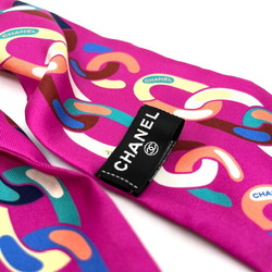 CHANEL Chanel scrunchie set chain motif silk ladies pink