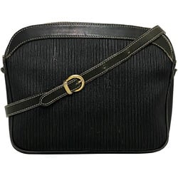Salvatore Ferragamo shoulder bag black leather striped pochette ladies