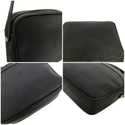 Salvatore Ferragamo shoulder bag black leather striped pochette ladies