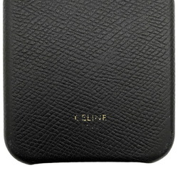 Celine iPhone X Xs cover black U-NO-1619 banker leather CELINE grain ladies' men's