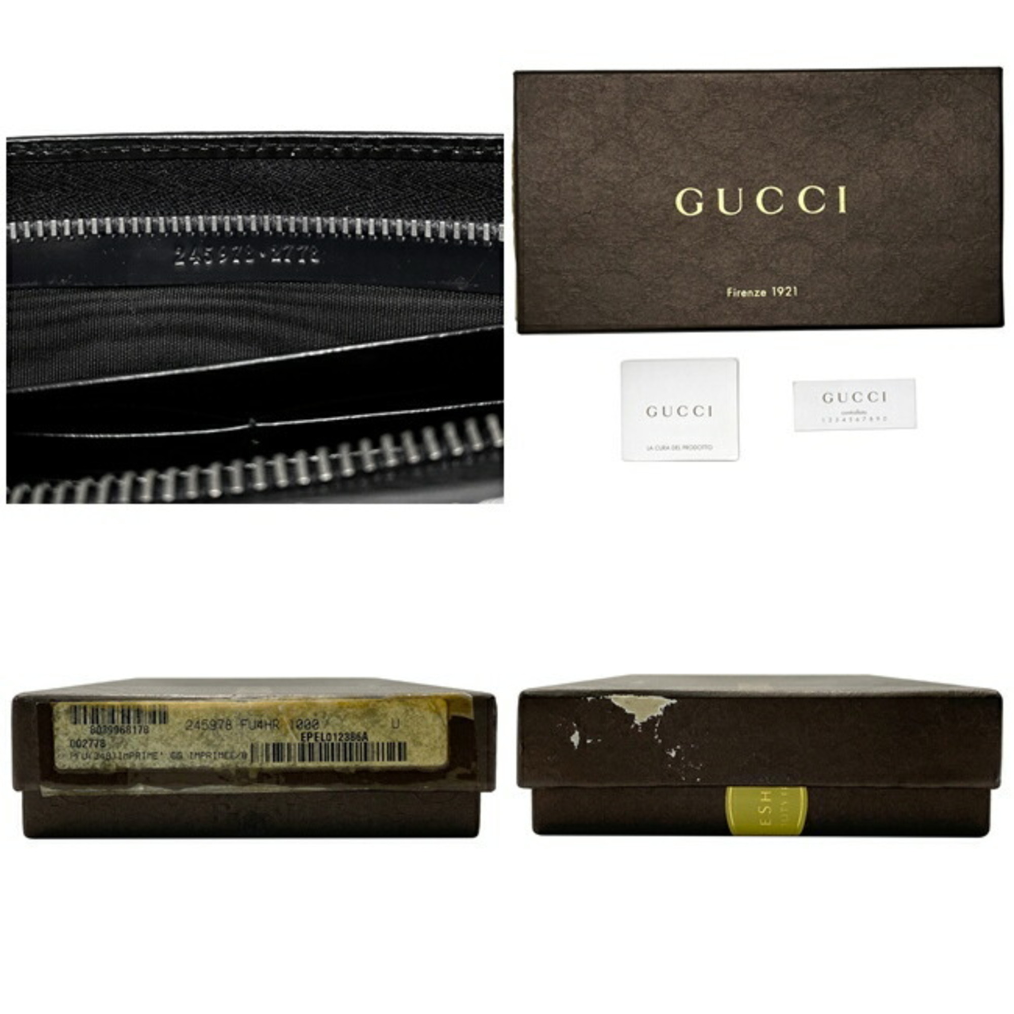 Gucci Long Wallet Black Imprime 245978 PVC Leather GUCCI Coated Men's Women's GG Pattern