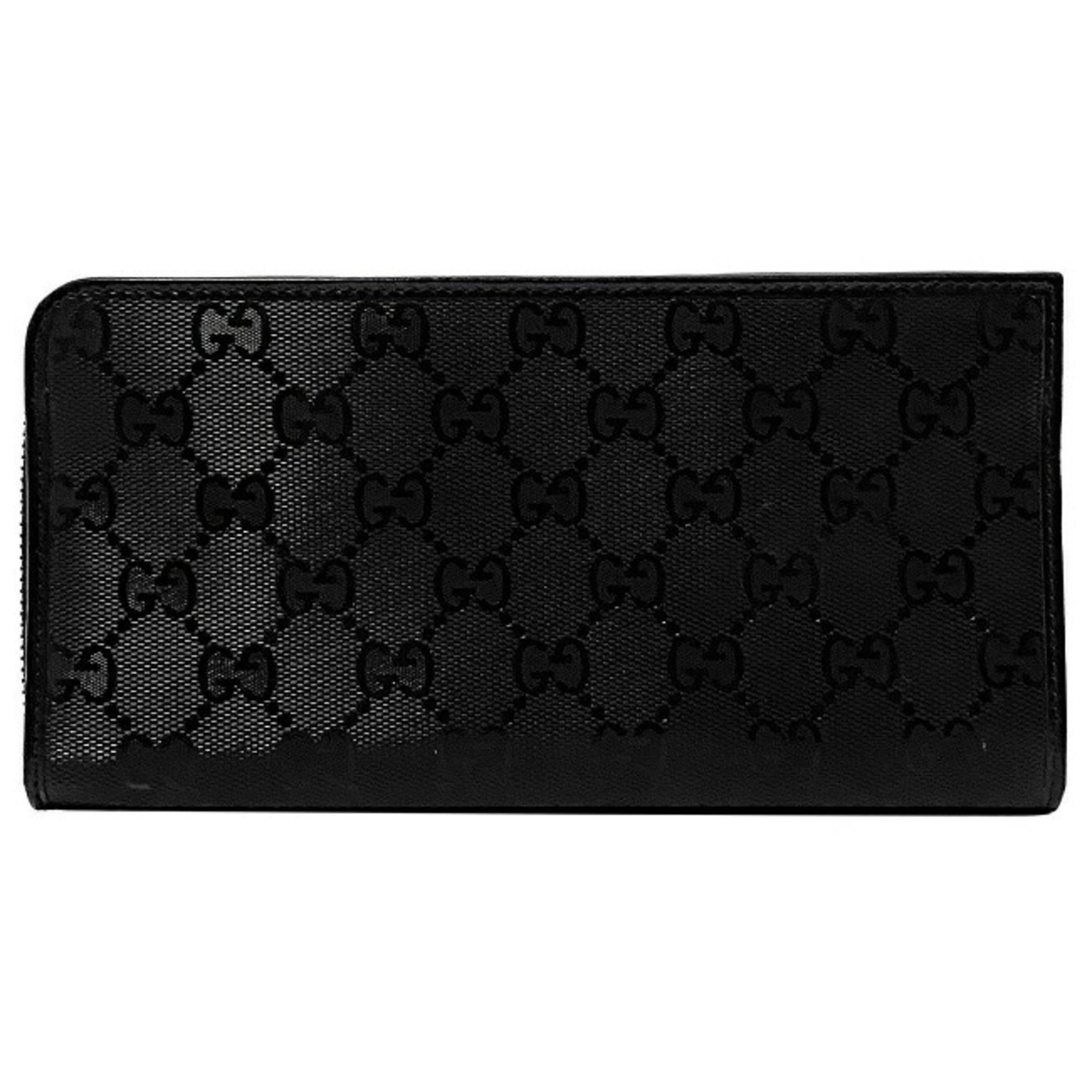 Gucci Long Wallet Black Imprime 245978 PVC Leather GUCCI Coated Men's Women's GG Pattern