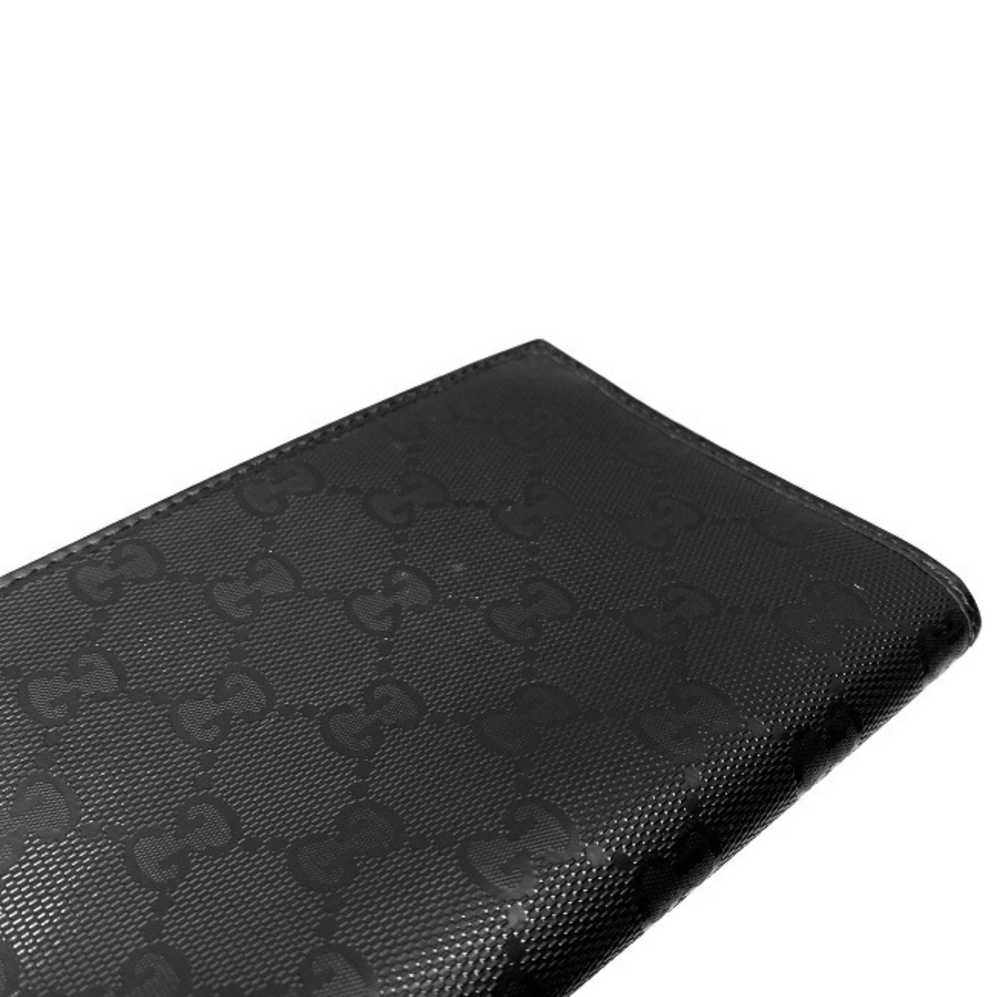 Gucci Long Wallet Black Imprime 245978 PVC Leather GUCCI Coated Men's Women's GG Pattern