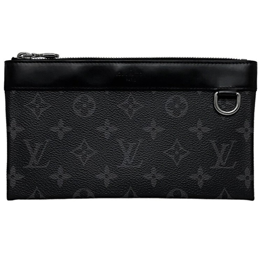 Louis Vuitton Pouch Pochette Discovery Black Monogram Eclipse M44323  Leather SP1189 LOUIS VUITTON D Ring Men's Clutch Bag Wallet