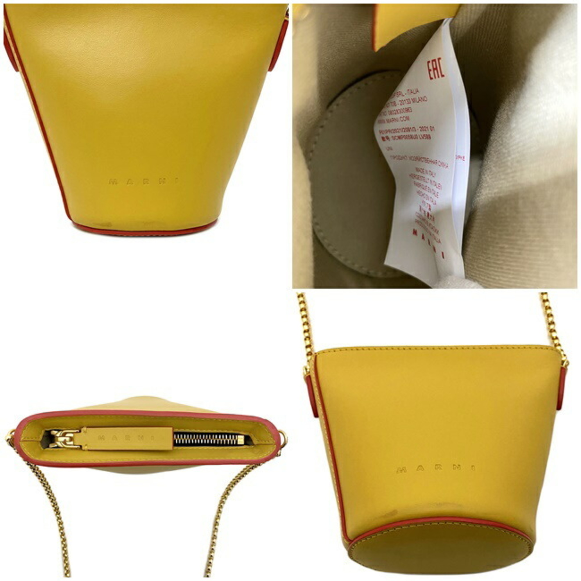 Marni Shoulder Bag Yellow Gold SCMP0058U0 Leather MARNI Bucket Mustard Accent Ladies