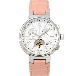 Louis Vuitton LOUIS VUITTON Tambour Moon Star MM Bronche Q8G00Z Chronograph Ladies Watch Date Silver Dial Quartz