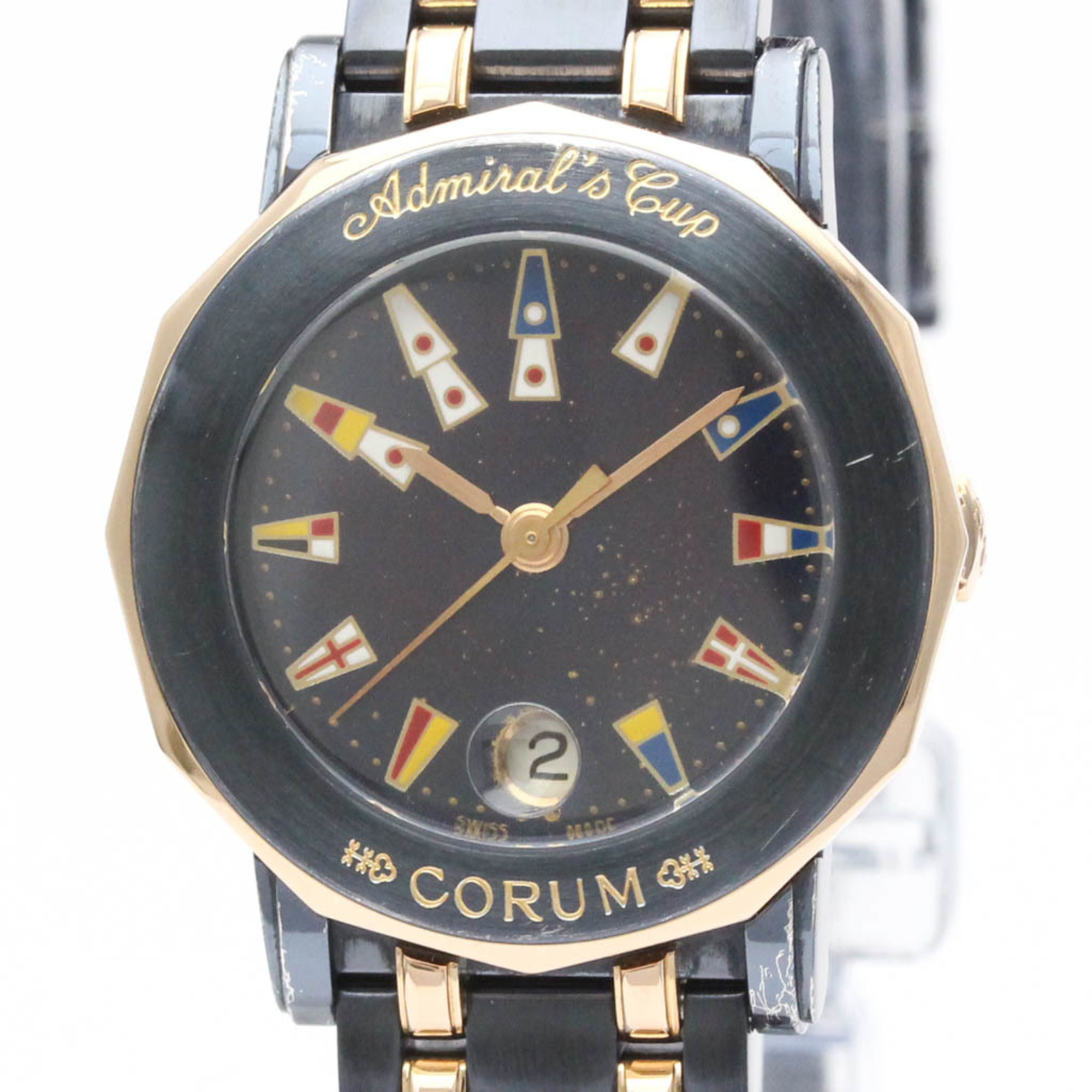 Polished CORUM Admirals Cup 18K Pink Gold Steel Ladies Watch 39.130.34 BF551835