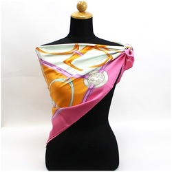 Celine scarf muffler pink x multicolor harness pattern CELINE ladies horsebit
