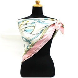Celine silk scarf muffler white x pink ladies