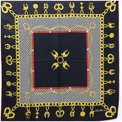 Celine scarf muffler navy horseshoe chain pattern ladies