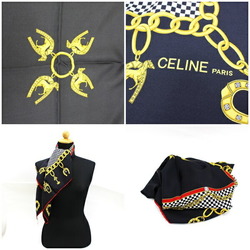 Celine scarf muffler navy horseshoe chain pattern ladies
