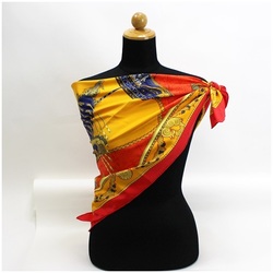 Hermes Silk Scarf Muffler LES BISSONE DE VENISE (Venice Boat Festival) Orange x Red HERMES Women's