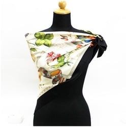 Salvatore Ferragamo Ferragamo Silk Scarf Muffler Black x Ivory Tori Salvatore Women's