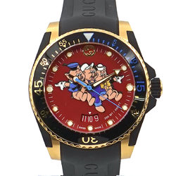 Gucci GUCCI Dive YA136325 Disney Collaboration Three Little Pigs Chinese Year Limited Model Men's Watch Date Red Dial Quartz