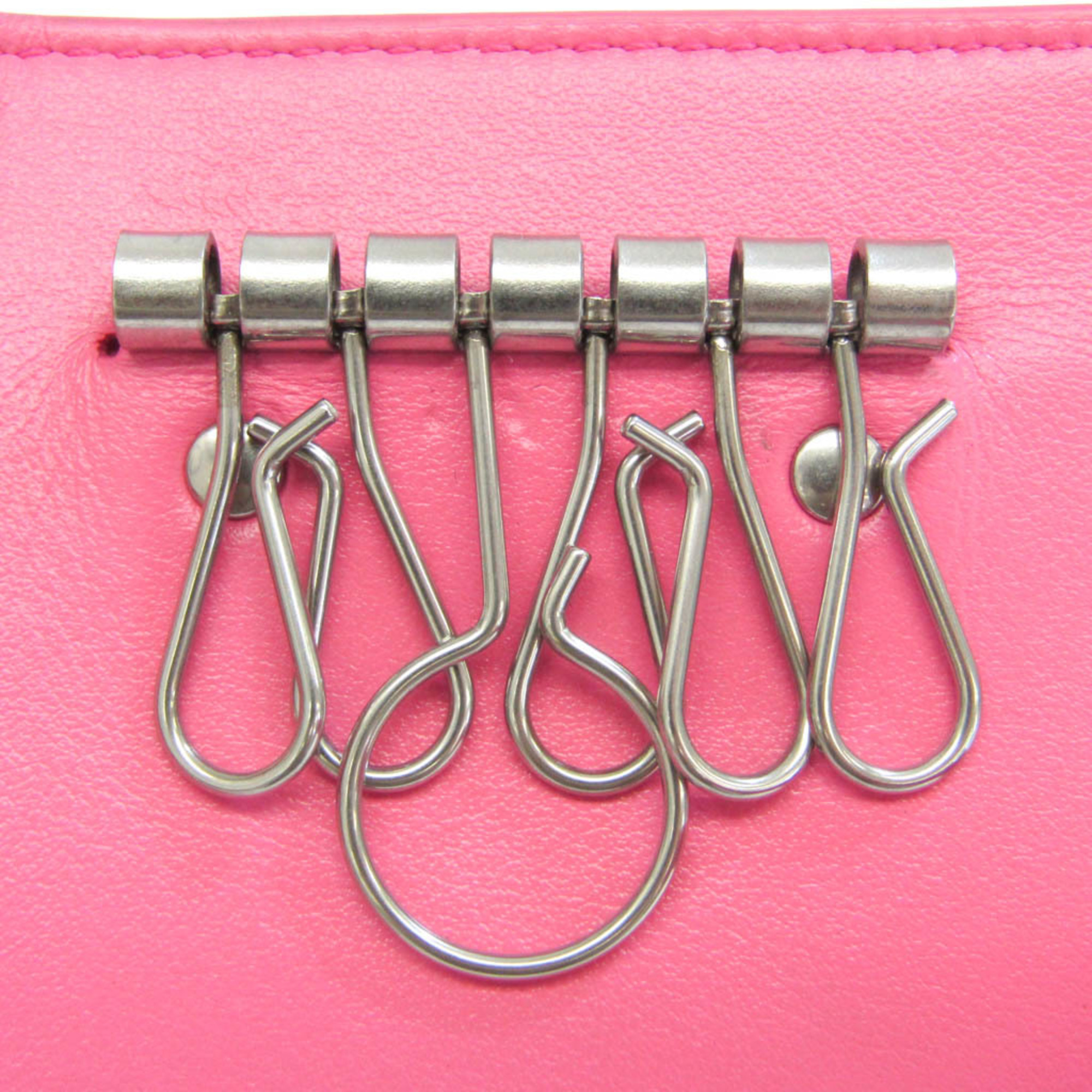 Bottega Veneta Intrecciato Women's Leather Key Case Pink