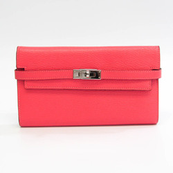 Hermes Kelly Wallet Women's Chevre Leather Long Wallet (bi-fold) Pink