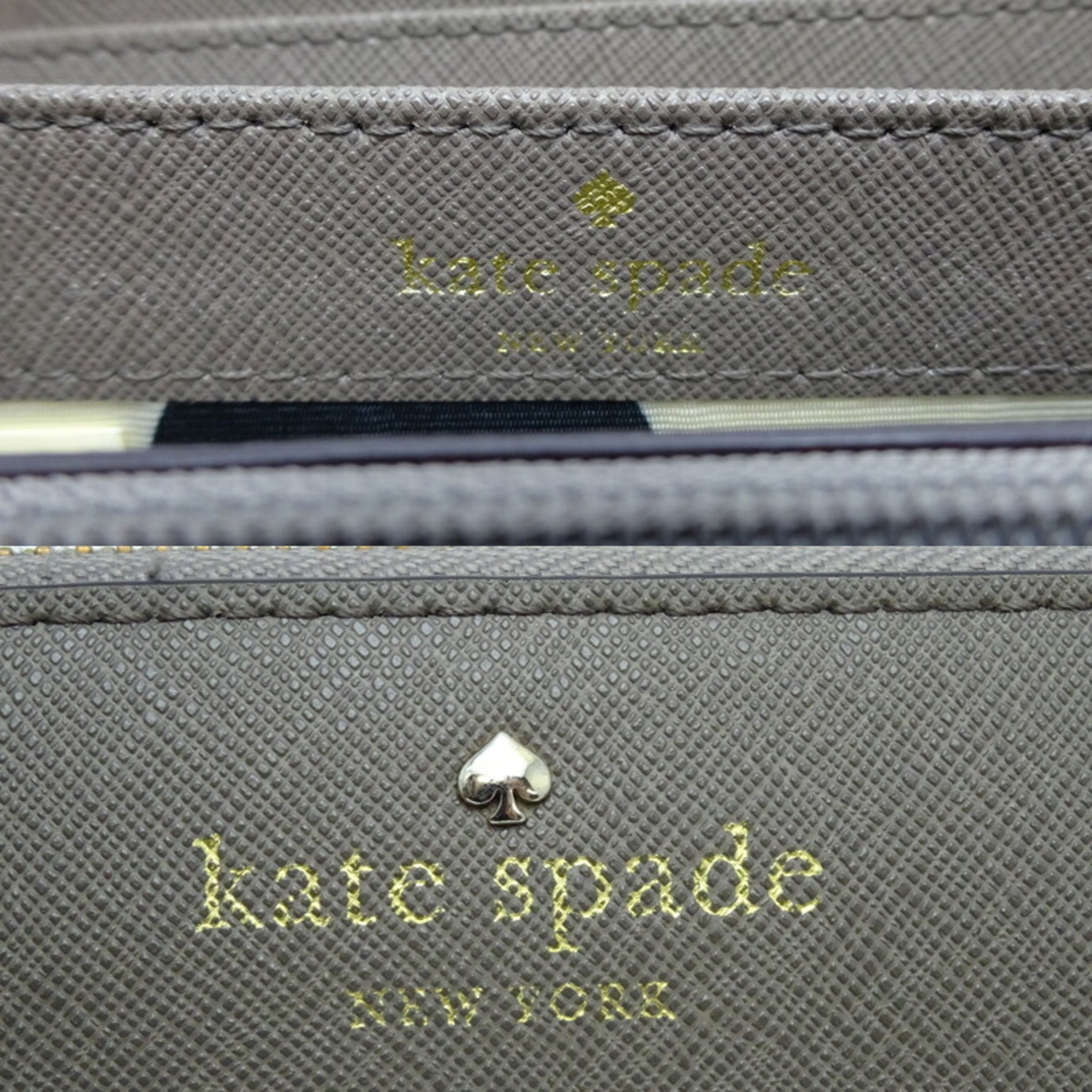 Kate Spade Round Zipper Long Wallet Women's Leather Gray