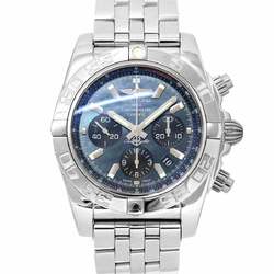 Breitling BREITLING Chronomat 44 AB0111 Japan Limited 500 Chronograph Men's Watch Date Blue Shell Dial Back Skeleton Automatic Winding