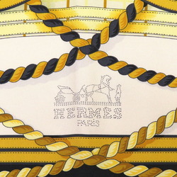 Hermes Carré Wash 90 Formal Noir Creme Gold Silk Scarf Muffler