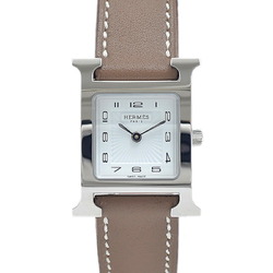 Hermes H Watch PM Women's White Dial Sunbeam SS/Leather Belt HH1.210