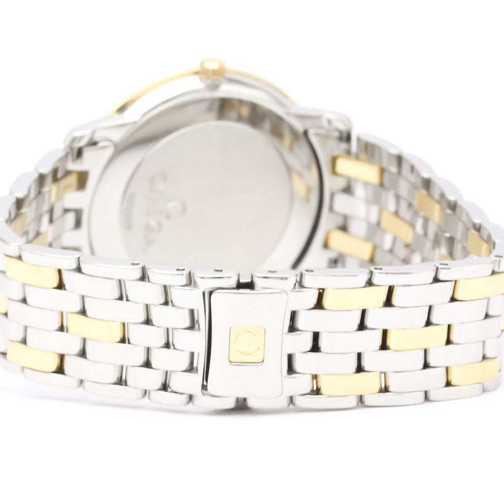 Polished OMEGA De Ville Prestige Diamond 18K Gold Steel Mens Watch BF553074
