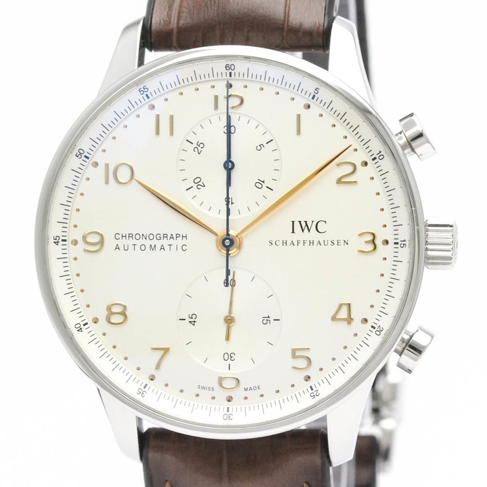 Polished IWC Portuguese Chronograph Steel Automatic Watch IW371401 3714 BF553084