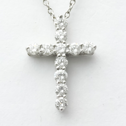 Tiffany Small Cross Diamond Necklace Platinum Diamond Men,Women Fashion Pendant Necklace (Silver)