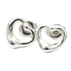Tiffany Open Heart No Stone Silver 925 Stud Earrings Silver
