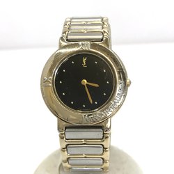 YVES SAINT LAURENT Yves Saint Laurent wristwatch analog quartz 4620-E60957Y silver gold combination dial black round face approximately 18cm equivalent 30mm women's men's