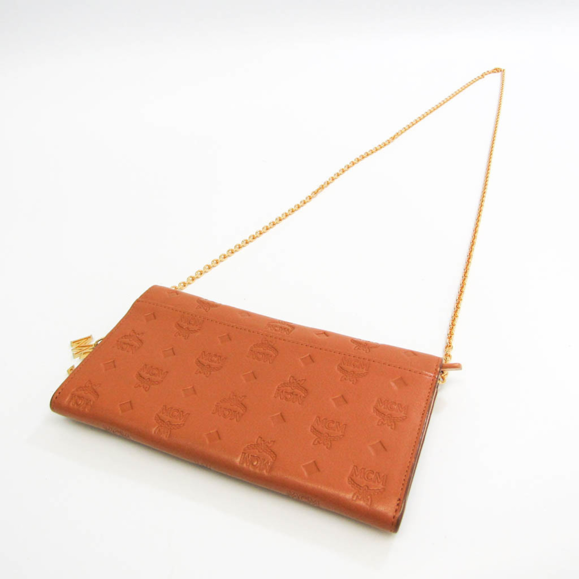 MCM MYLASKM01 Women's Leather Chain/Shoulder Wallet Brown