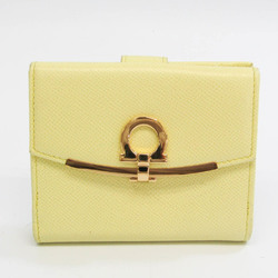 Salvatore Ferragamo Gancini 22C877 Women's Leather Wallet (bi-fold) Yellow