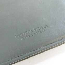 Bottega Veneta Intrecciato Leather Card Case Gray Khaki