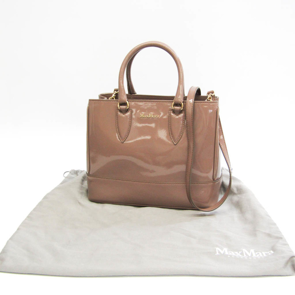 Max Mara Women's Patent Leather Handbag,Shoulder Bag Beige Rose