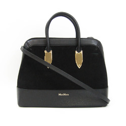 Max Mara 14-51-61743 Women's Suede,Leather Handbag,Shoulder Bag Black