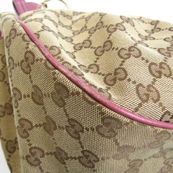 Gucci Sukey 232955 Women's Leather,GG Canvas Tote Bag Beige,Dark Brown,Pink