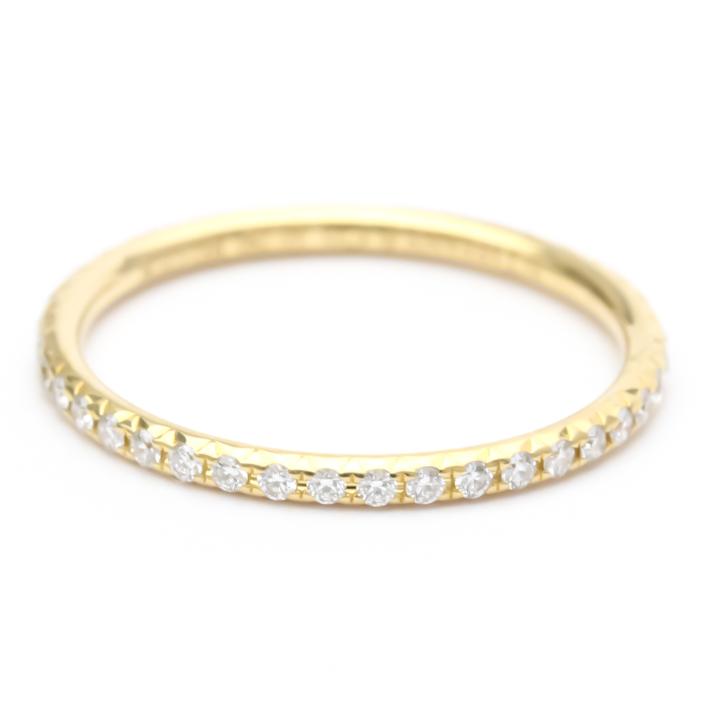 Polished TIFFANY Metro Full Diamond Ring US 5 18K Gold Band Ring BF554567