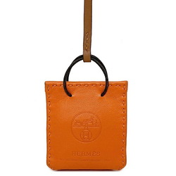 Hermes Charm Sac Orange Brown Fu Leather Anumiro Swift D Engraved HERMES Shopper Motif