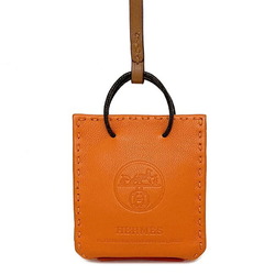 Hermes Charm Sac Orange Brown Fu Leather Anumiro Swift D Engraved HERMES Shopper Motif