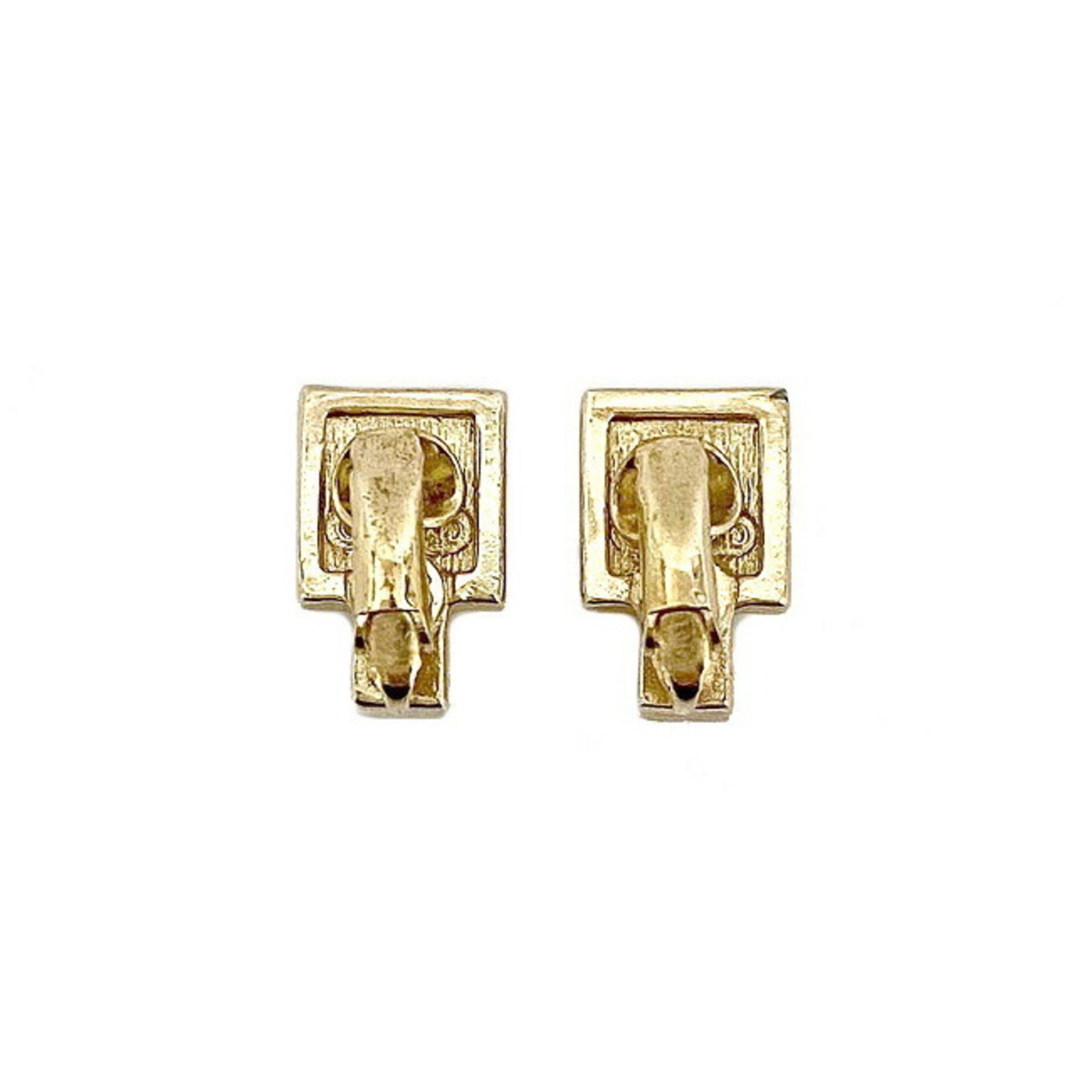 Christian Dior Earrings Gold GP Square Stone Ladies