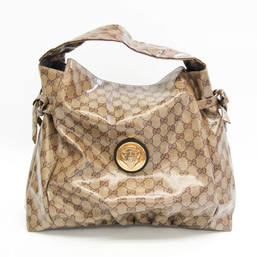 Gucci Hysteria Crest 286307 Women's GG Crystal,PVC Handbag Brown