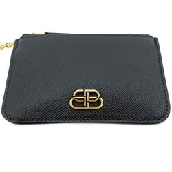 Balenciaga metal coin case black gold 601488 purse leather BALENCIAGA BB key ring holder ladies wallet