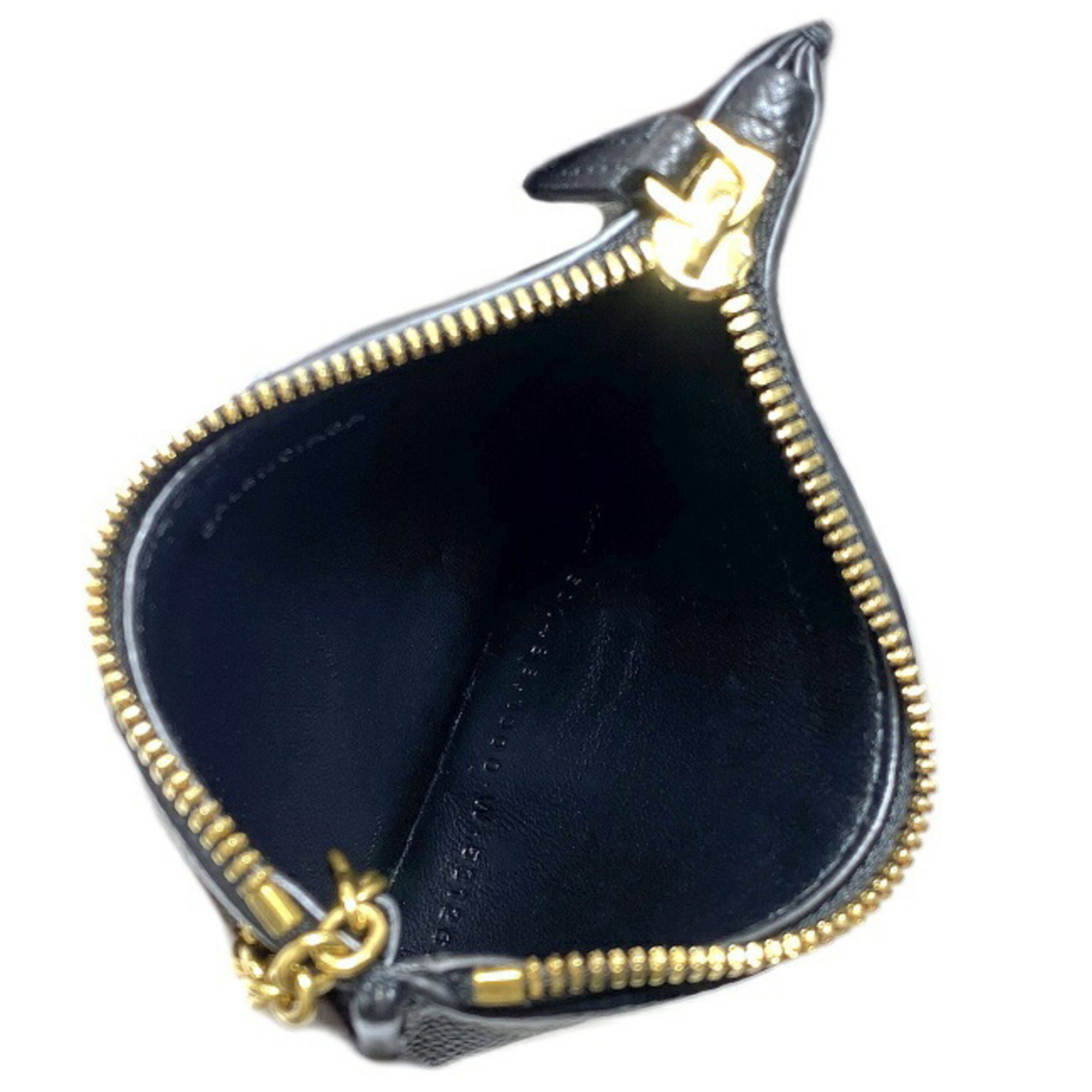 Balenciaga metal coin case black gold 601488 purse leather BALENCIAGA BB key ring holder ladies wallet