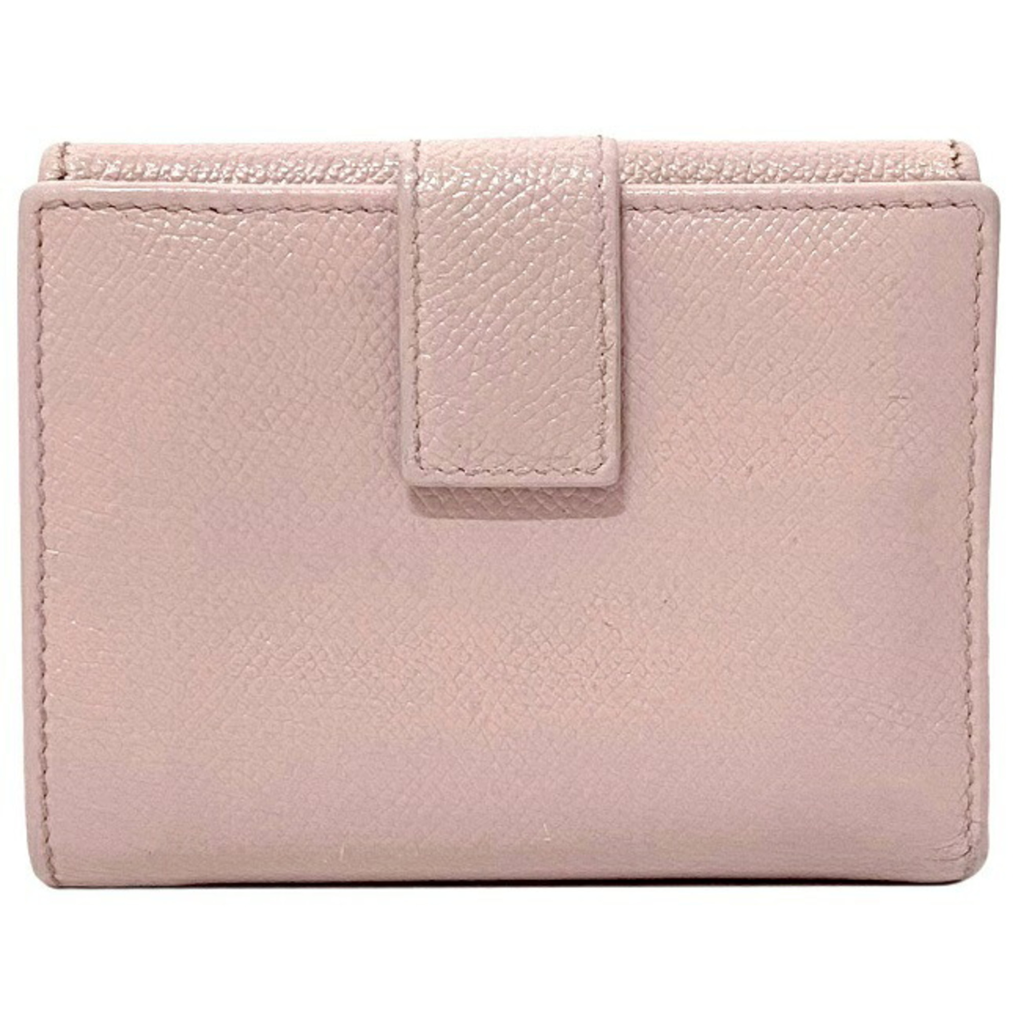 Salvatore Ferragamo W Folio Wallet Pink Silver Gancini 22 C880 Double Leather Compact with Clear Pocket