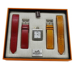 Hermes HERMES watch ladies belt quartz stainless steel SS leather BE1.210 red brown □C polished